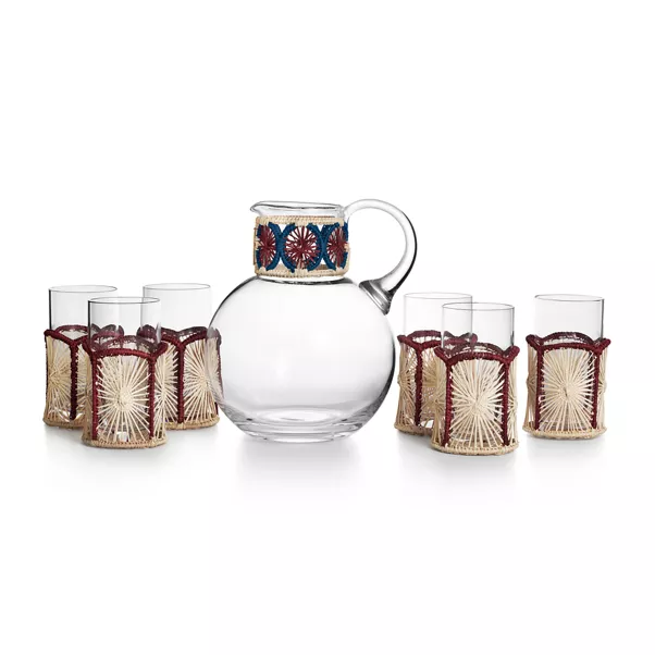 Refresher Set in Crystal Glass and Multicolored Raffia