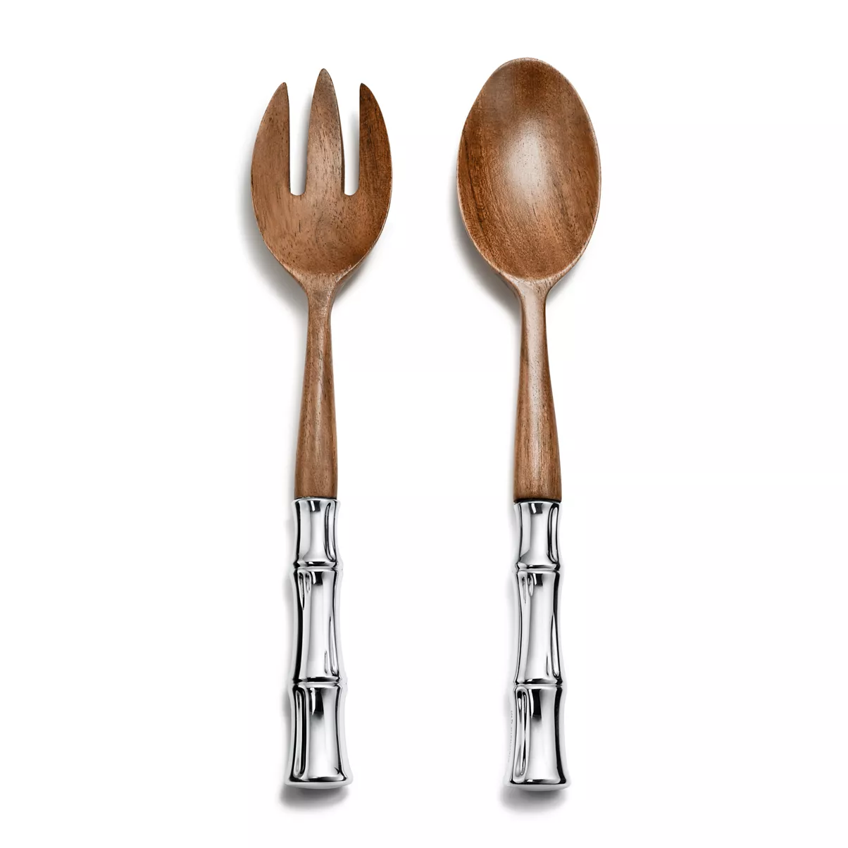 Salat-Set aus Holz und Sterlingsilber
