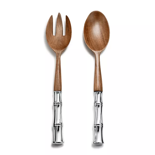 Salad Set in Wood and Sterling Silver
