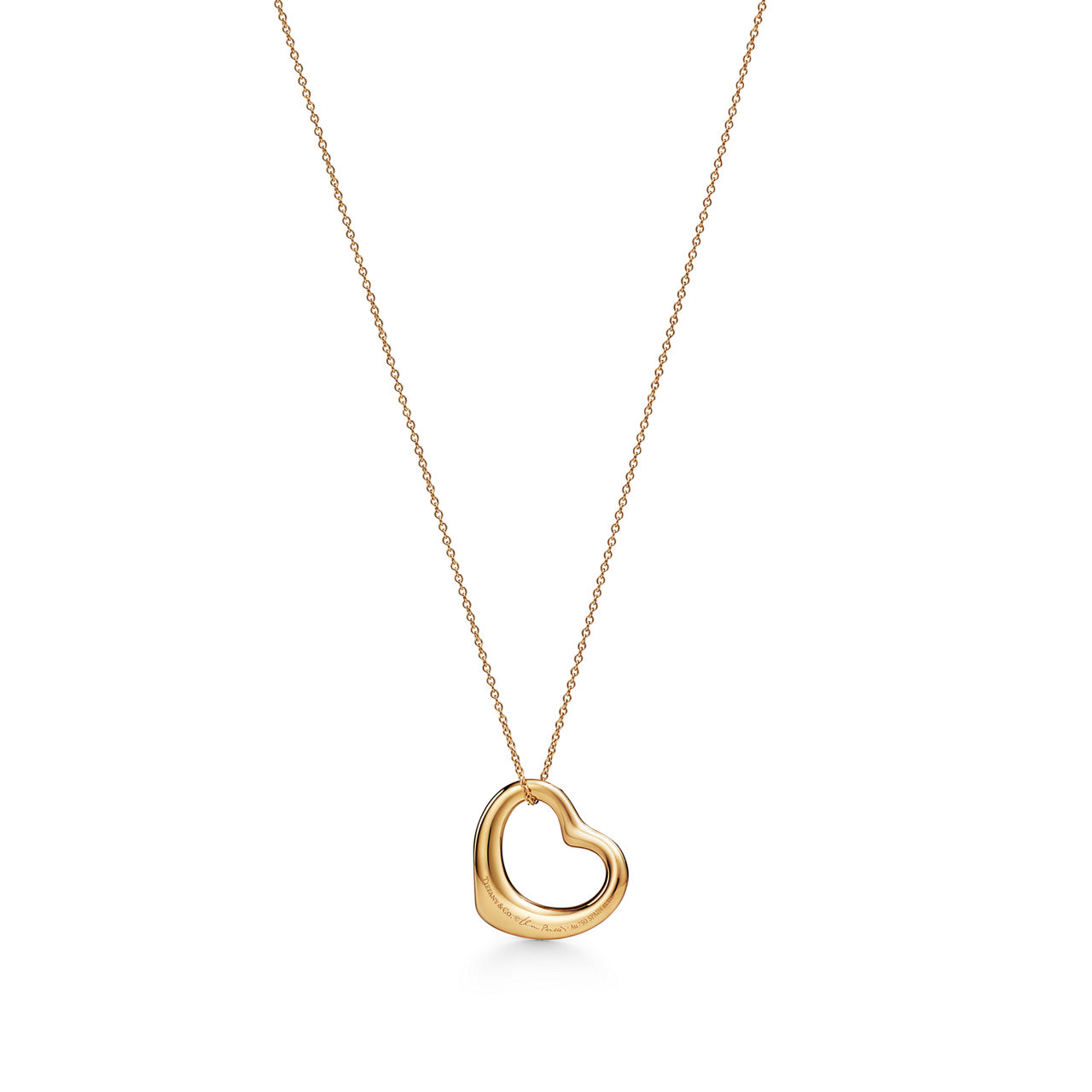 Elsa Peretti®:Open Heart Pendant in Yellow Gold with Pavé Diamonds image number 2