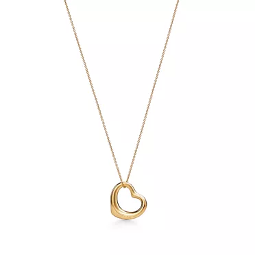 Elsa Peretti®:Open Heart Pendant in Yellow Gold with Pavé Diamonds, 2