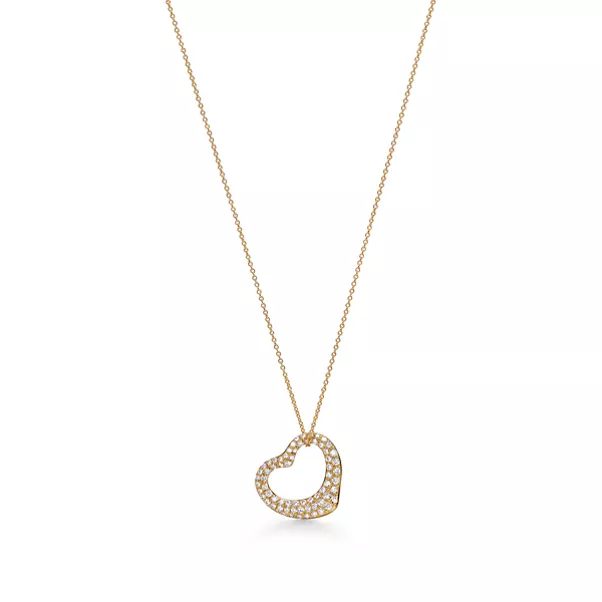 Open Heart Anhänger in Gelbgold mit Pavé-Diamanten