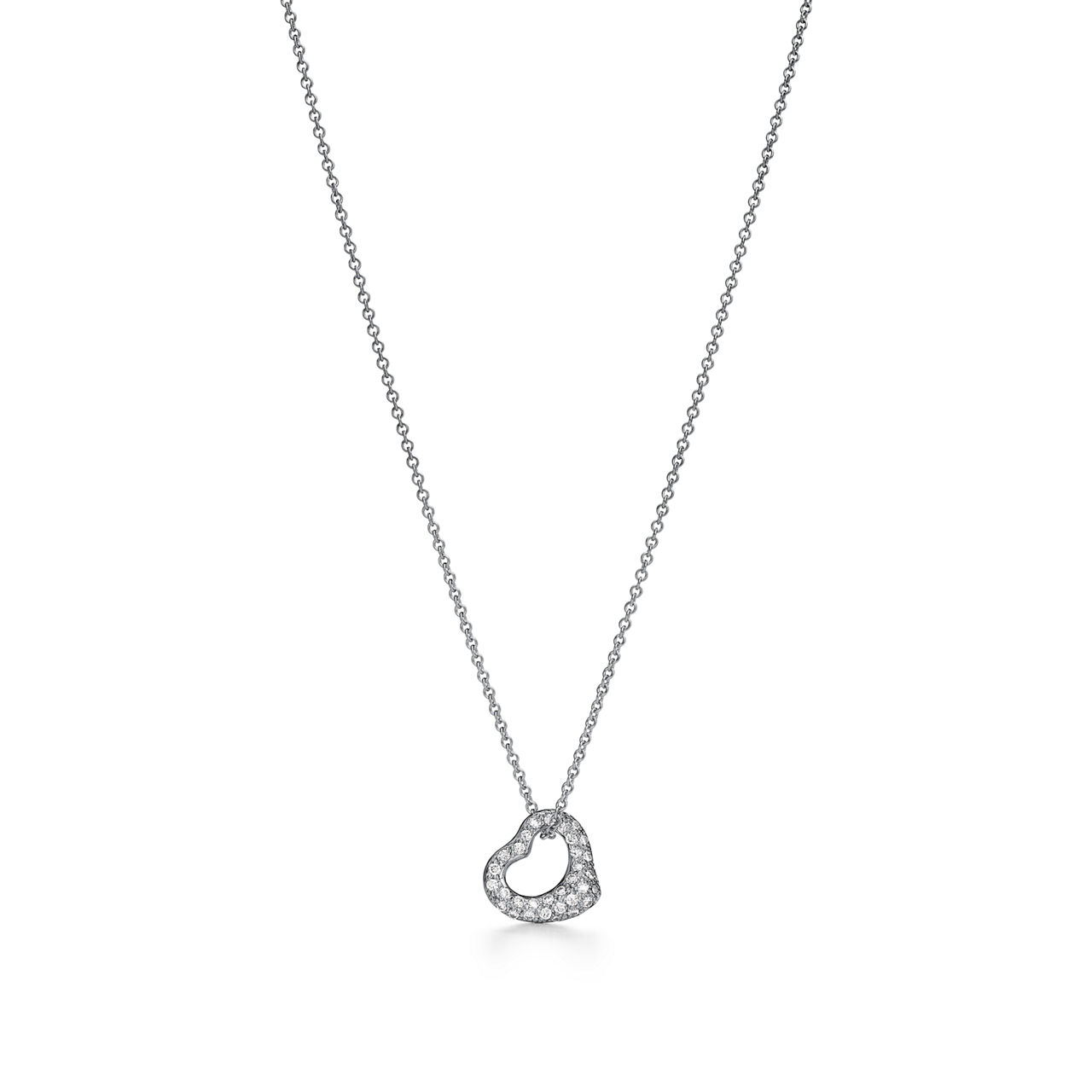 Elsa Peretti®:Open Heart Pendant in Platinum with Diamonds image number 0