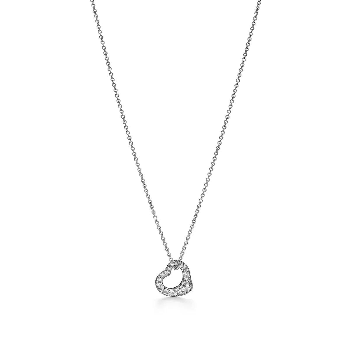 Open Heart Pendant in Platinum with Diamonds