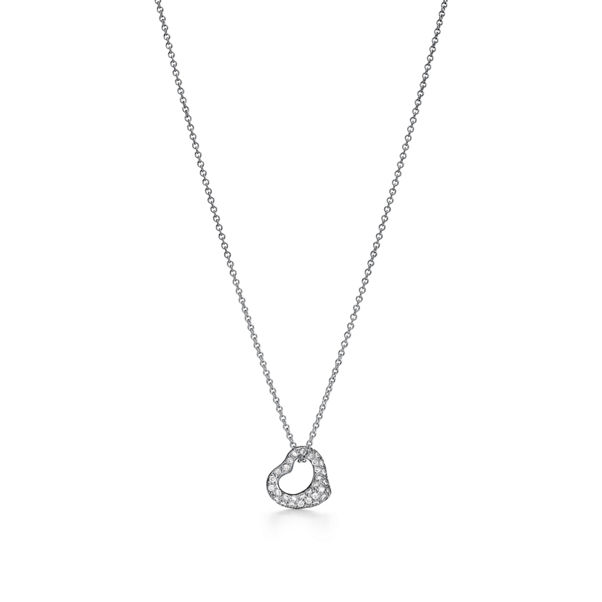 Elsa Peretti®:Open Heart Pendant in Platinum with Diamonds