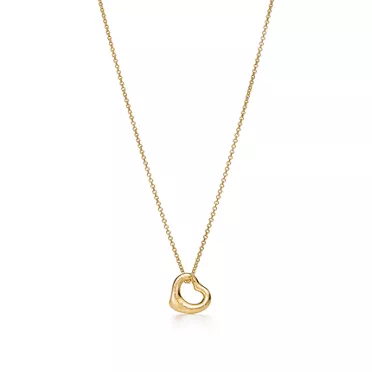 Elsa Peretti®:Open Heart Pendant in Yellow Gold with Diamonds, 2