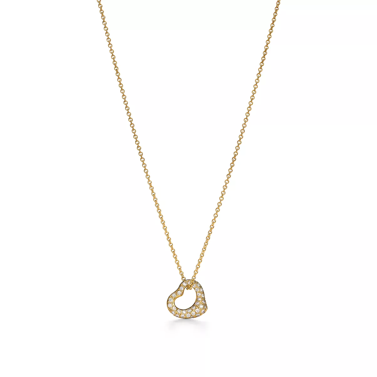 Open Heart Anh&auml;nger in Gelbgold mit Diamanten