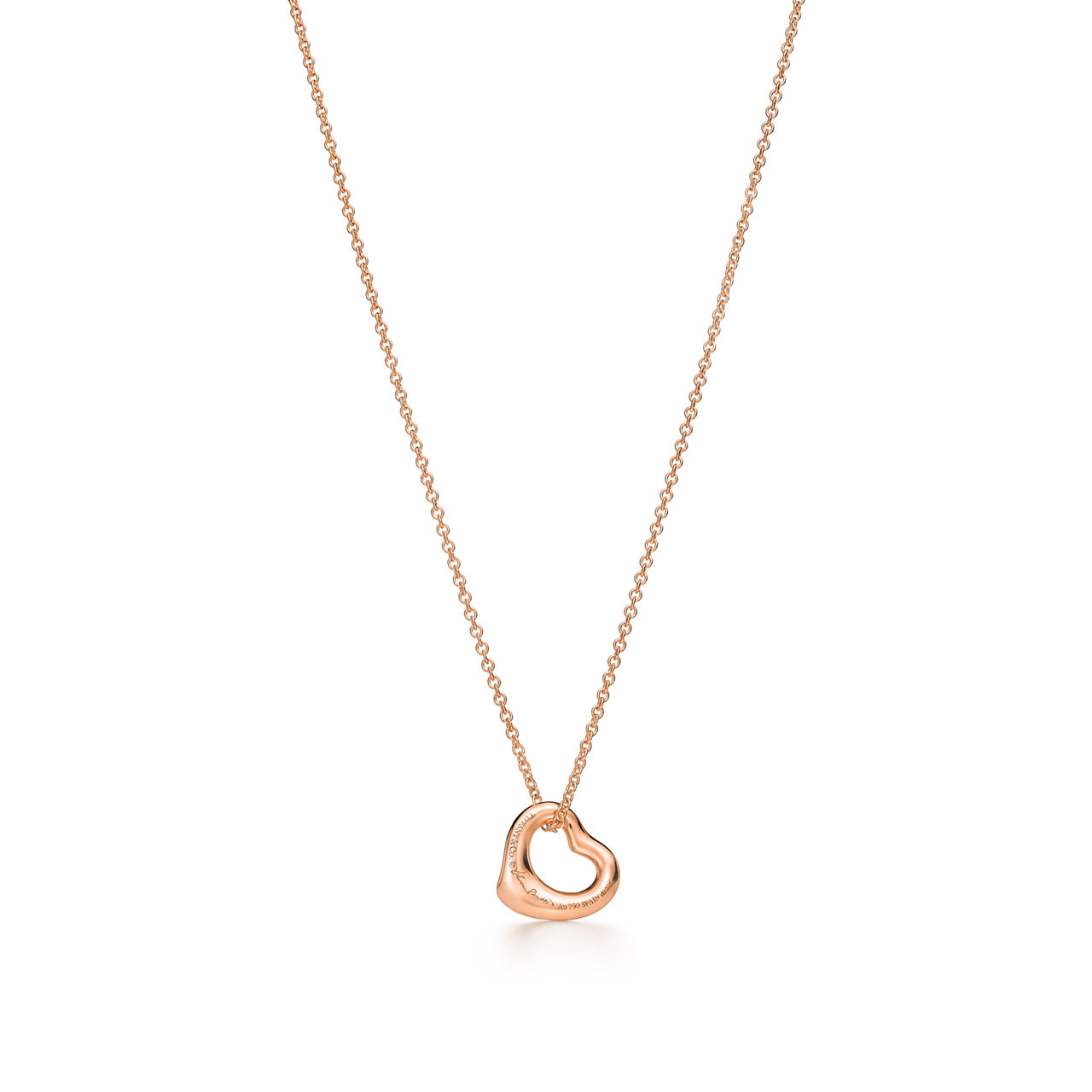 Elsa Peretti®:Open Heart Pendant in Rose Gold with Diamonds image number 2