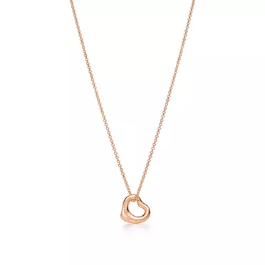 Elsa Peretti®:Open Heart Pendant in Rose Gold with Diamonds, 2