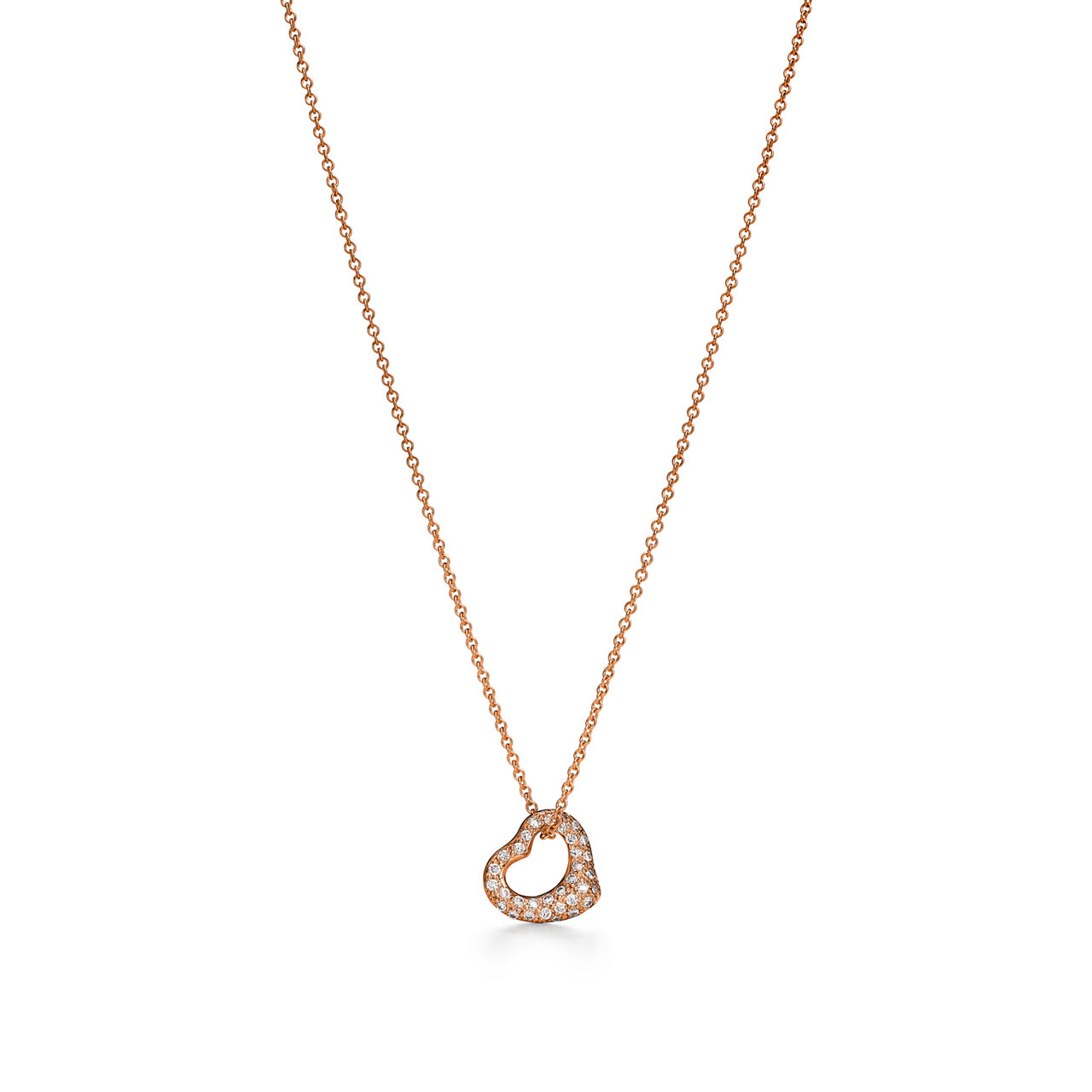 Elsa Peretti®:Open Heart Pendant in Rose Gold with Diamonds image number 0