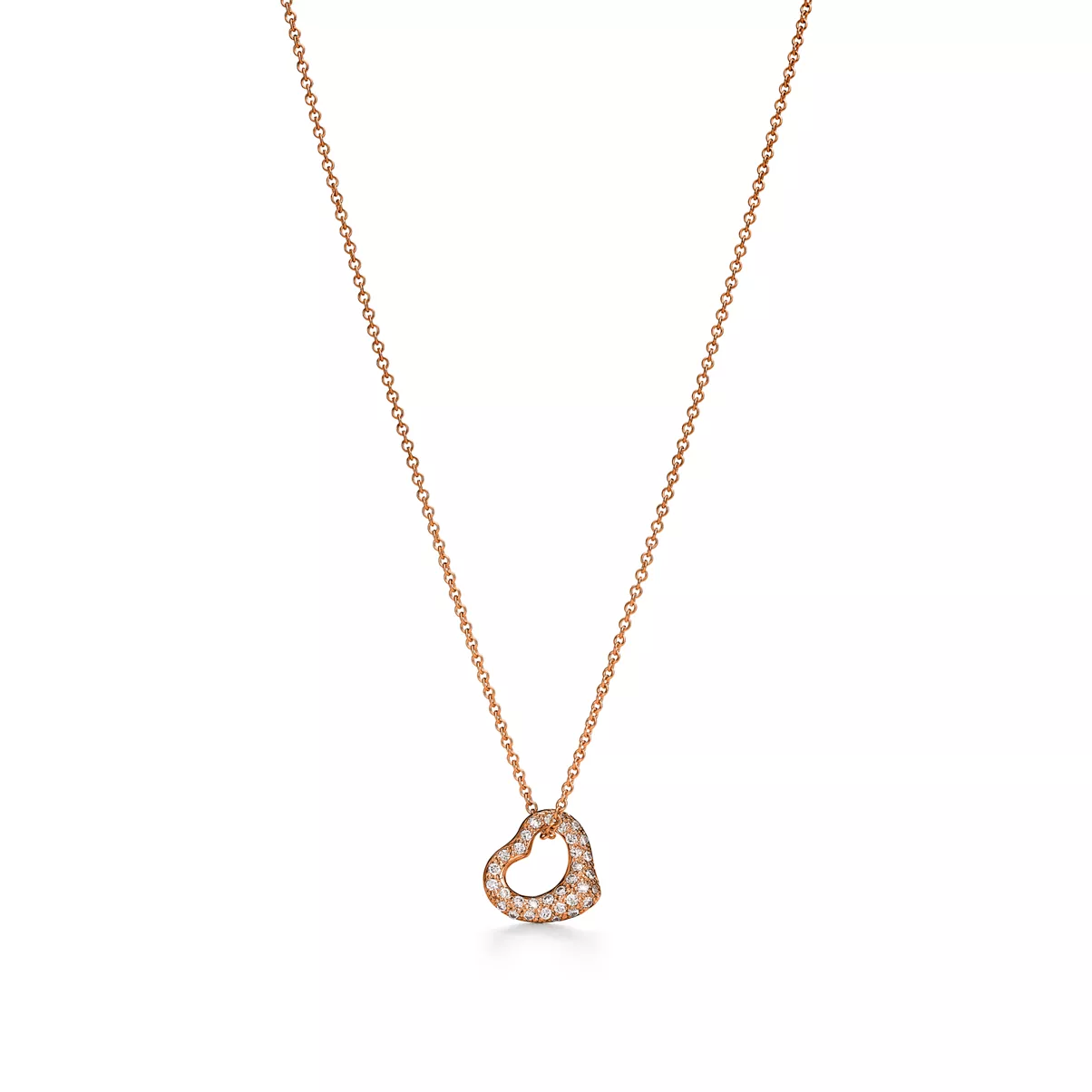 오픈 하트 펜던트, 로즈 골드, 다이아몬드 세팅