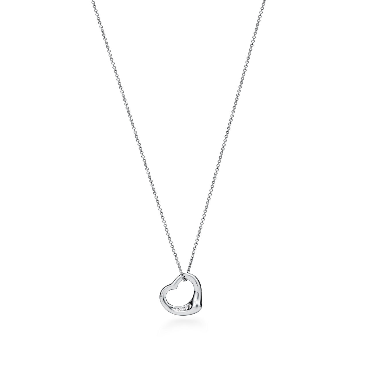 Elsa Peretti®:Open Heart Pendant in Platinum with Diamonds image number 0