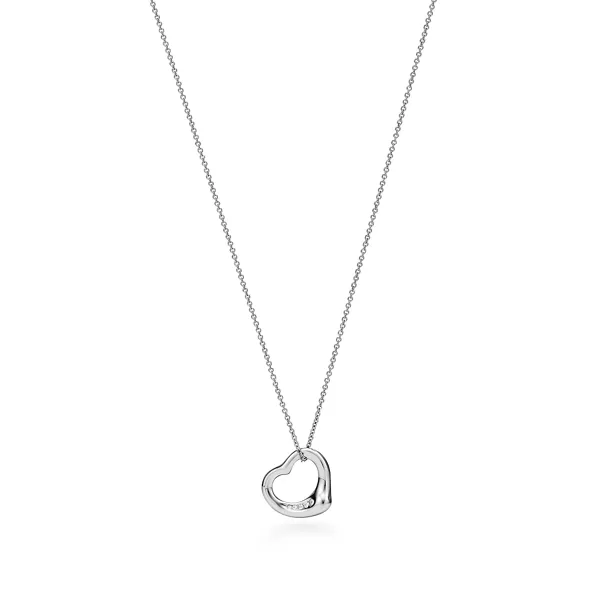 Open Heart Pendant in Platinum with Diamonds