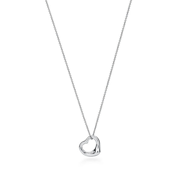 Elsa Peretti®:Open Heart Pendant in Platinum with Diamonds