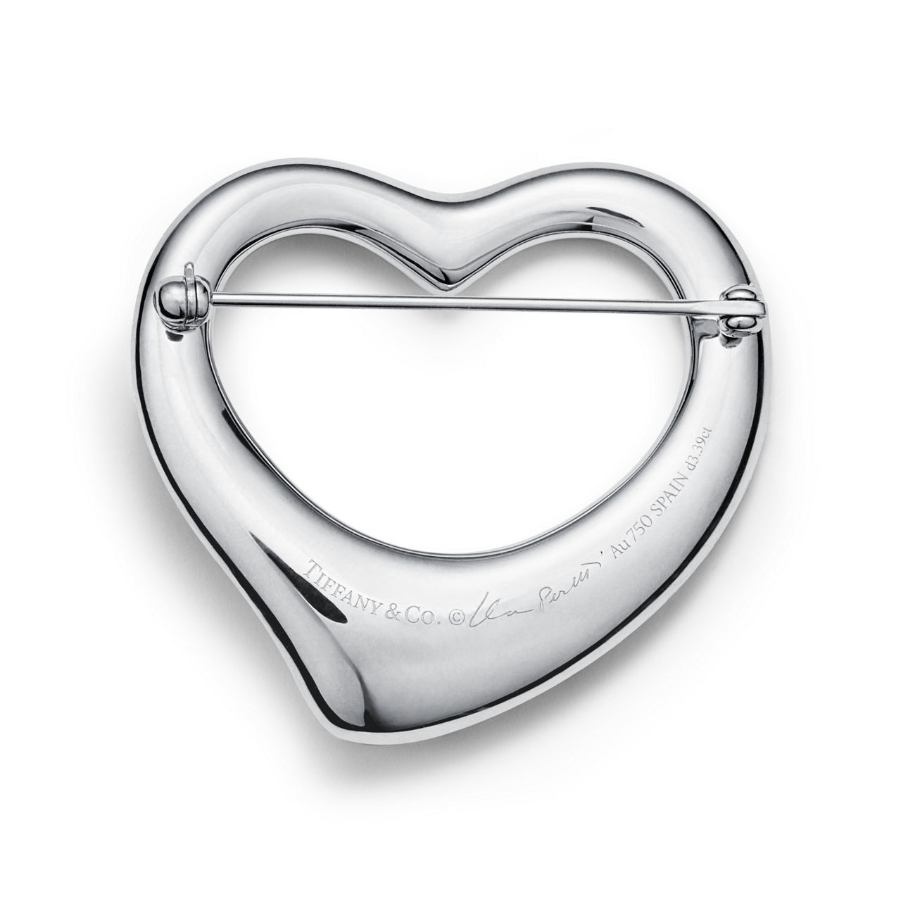 Elsa Peretti®:Open Heart Brooch in Platinum with Pavé Diamonds image number 3