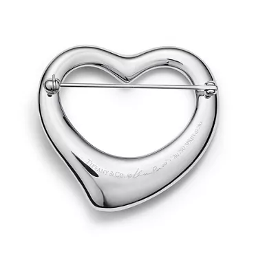 Elsa Peretti®:Open Heart Brooch in Platinum with Pavé Diamonds, 3