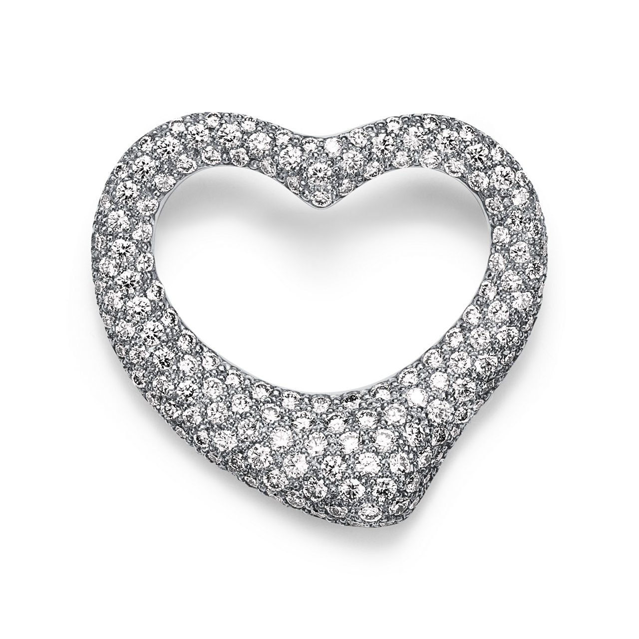 Elsa Peretti®:Open Heart Brooch in Platinum with Pavé Diamonds image number 0