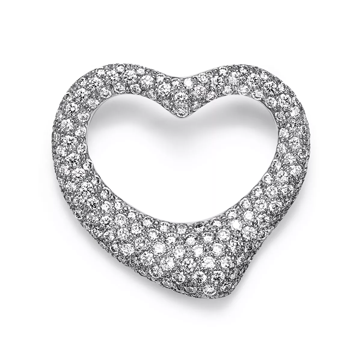 Spilla Open Heart in platino con pav&eacute; di diamanti