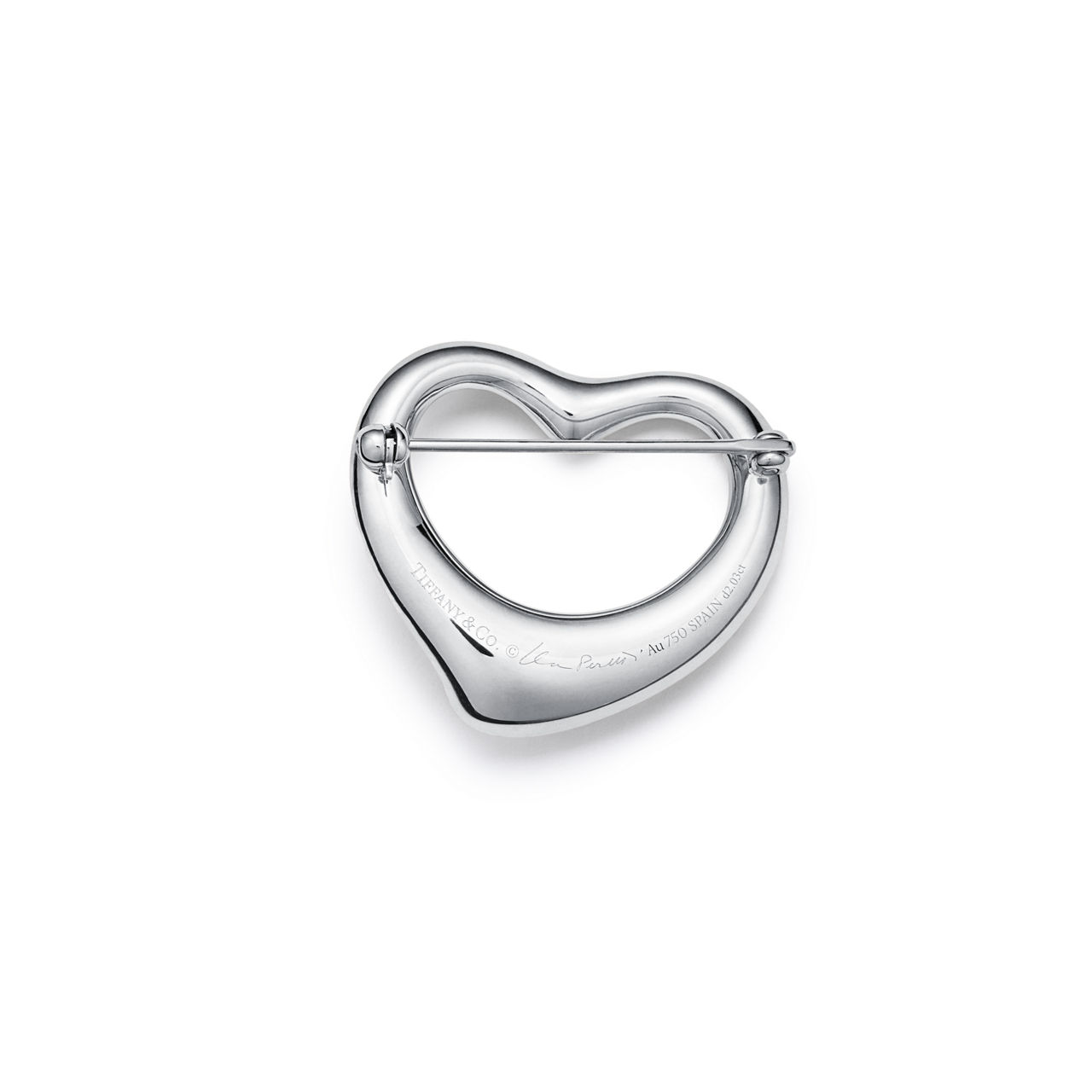 Elsa Peretti®:Open Heart Brooch in Platinum with Pavé Diamonds image number 3