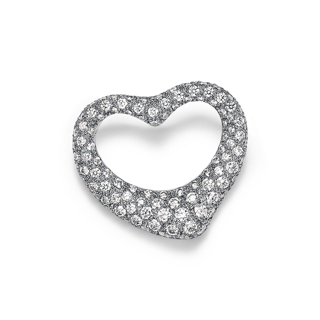 Elsa Peretti®:Open Heart Brooch in Platinum with Pavé Diamonds image number 0