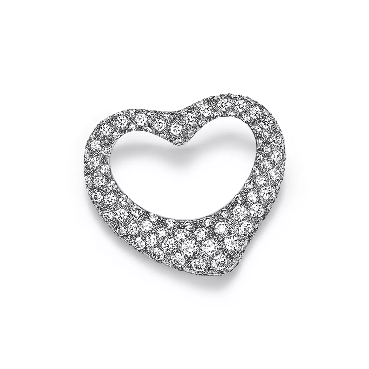 Open Heart Brosche in Platin mit Pav&eacute;-Diamanten