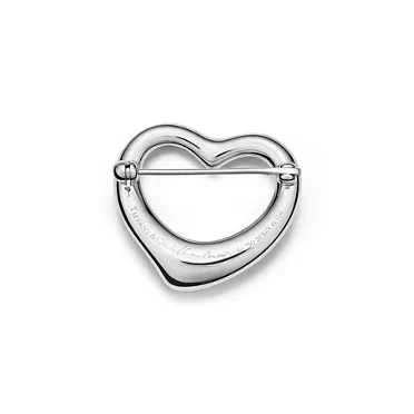 Elsa Peretti®:Open Heart Brooch in Platinum with Pavé Diamonds, 3
