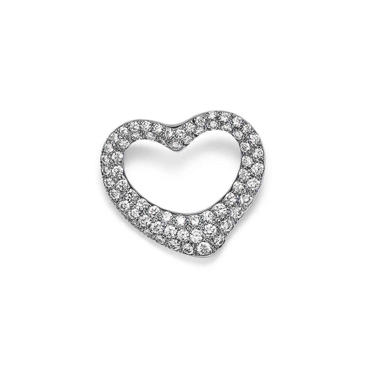 Elsa Peretti®:Open Heart Brooch in Platinum with Pavé Diamonds image number 0