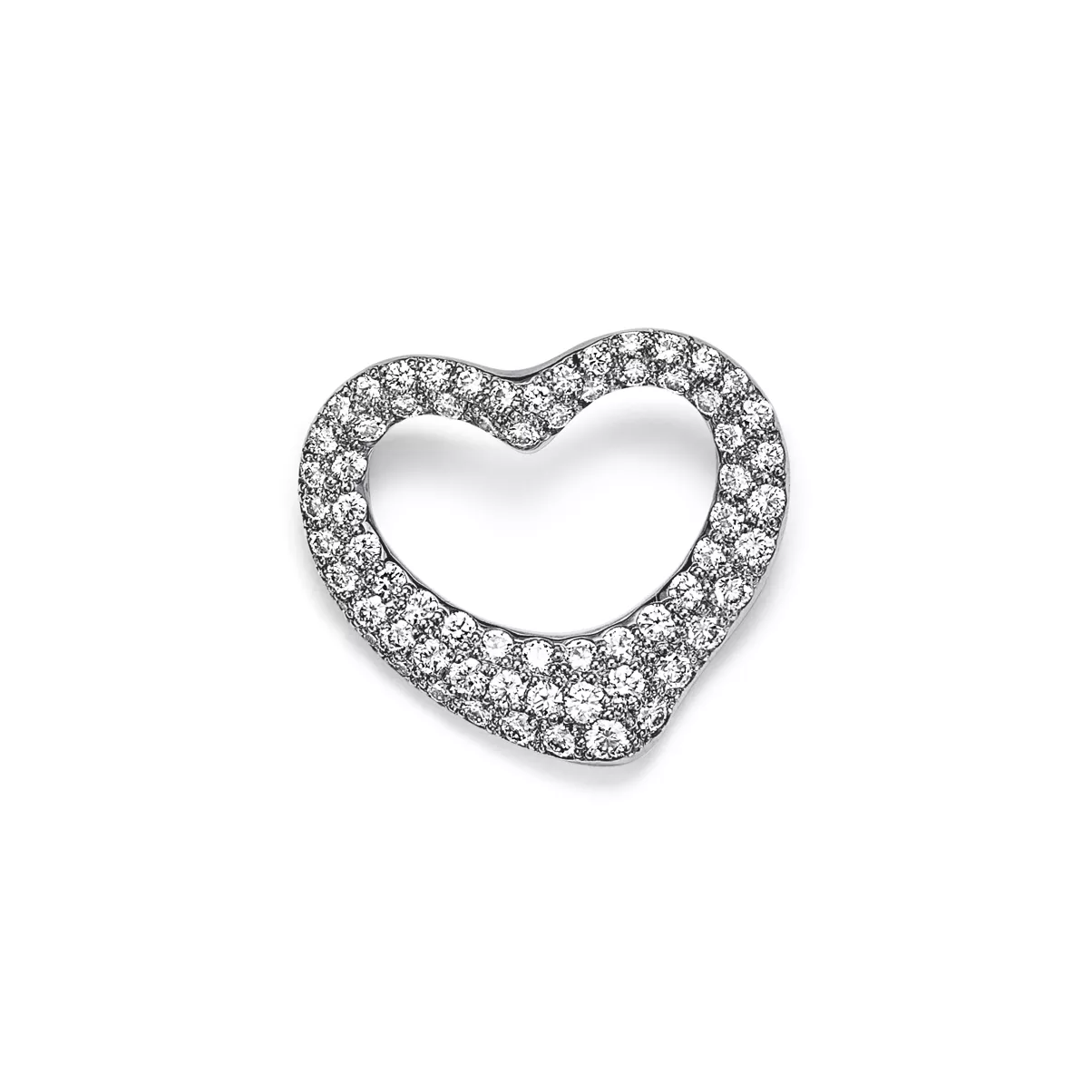 Open Heart Brosche in Platin mit Pav&eacute;-Diamanten