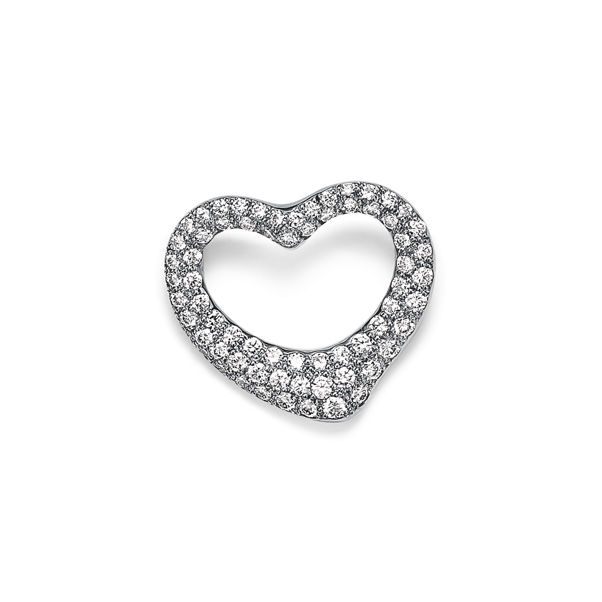 Elsa Peretti®:Open Heart Brooch in Platinum with Pavé Diamonds