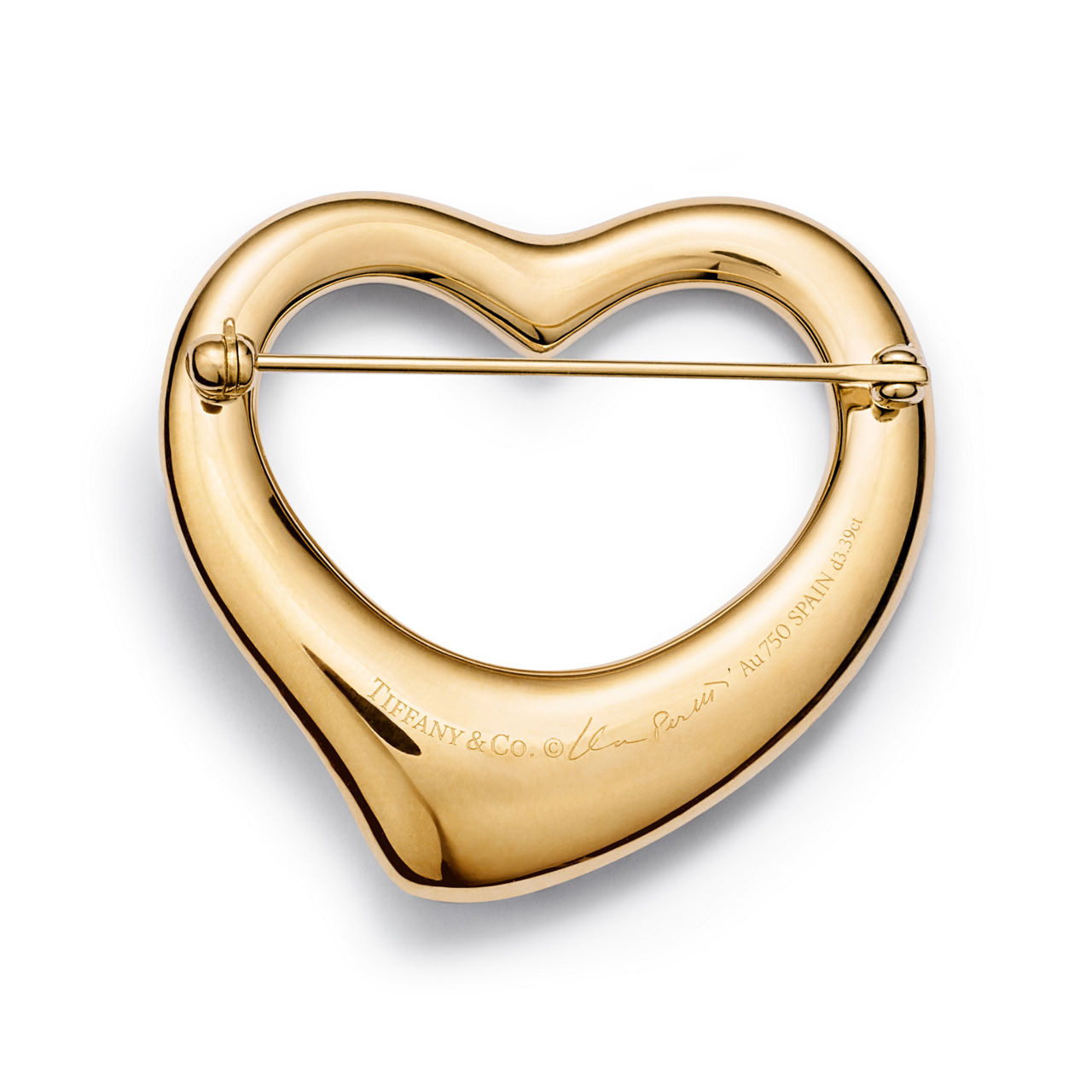 Elsa Peretti®:Open Heart Brooch in Yellow Gold with Pavé Diamonds image number 3