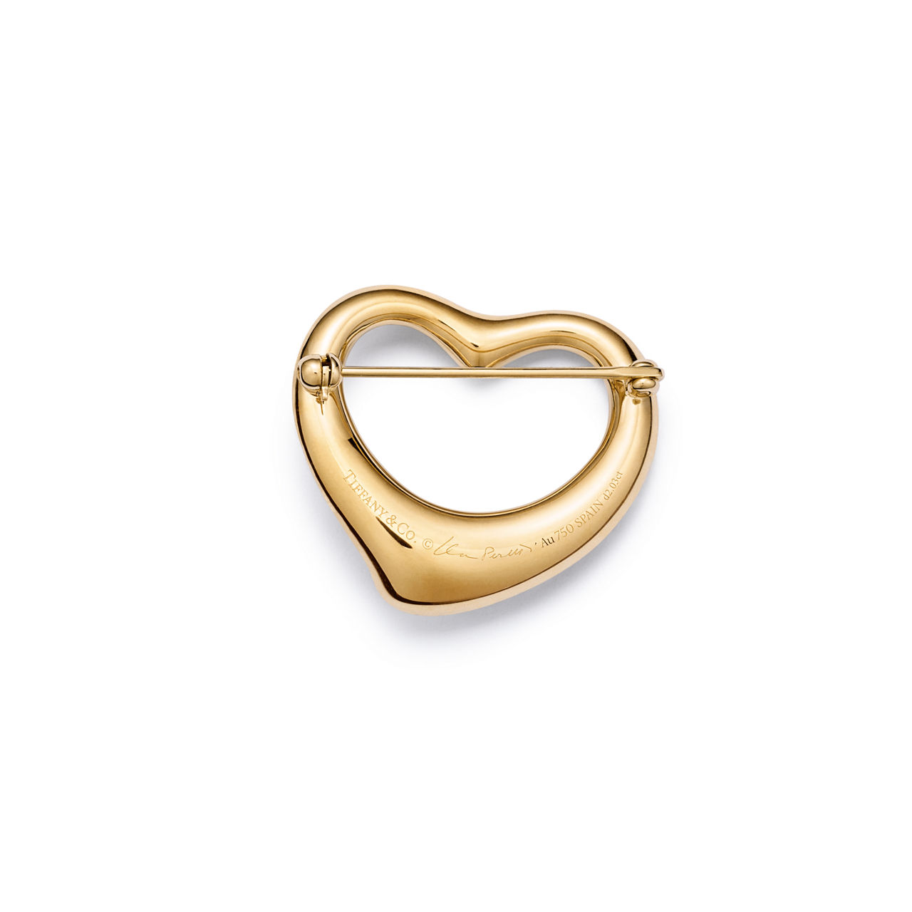 Elsa Peretti®:Open Heart Brooch in Yellow Gold with Pavé Diamonds image number 3