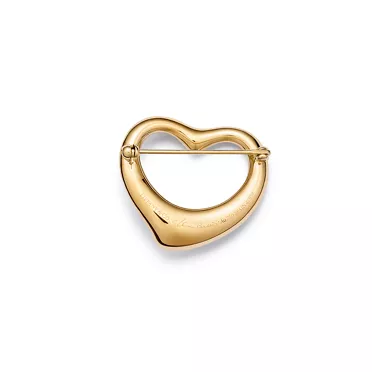 Elsa Peretti®:Open Heart Brooch in Yellow Gold with Pavé Diamonds, 3