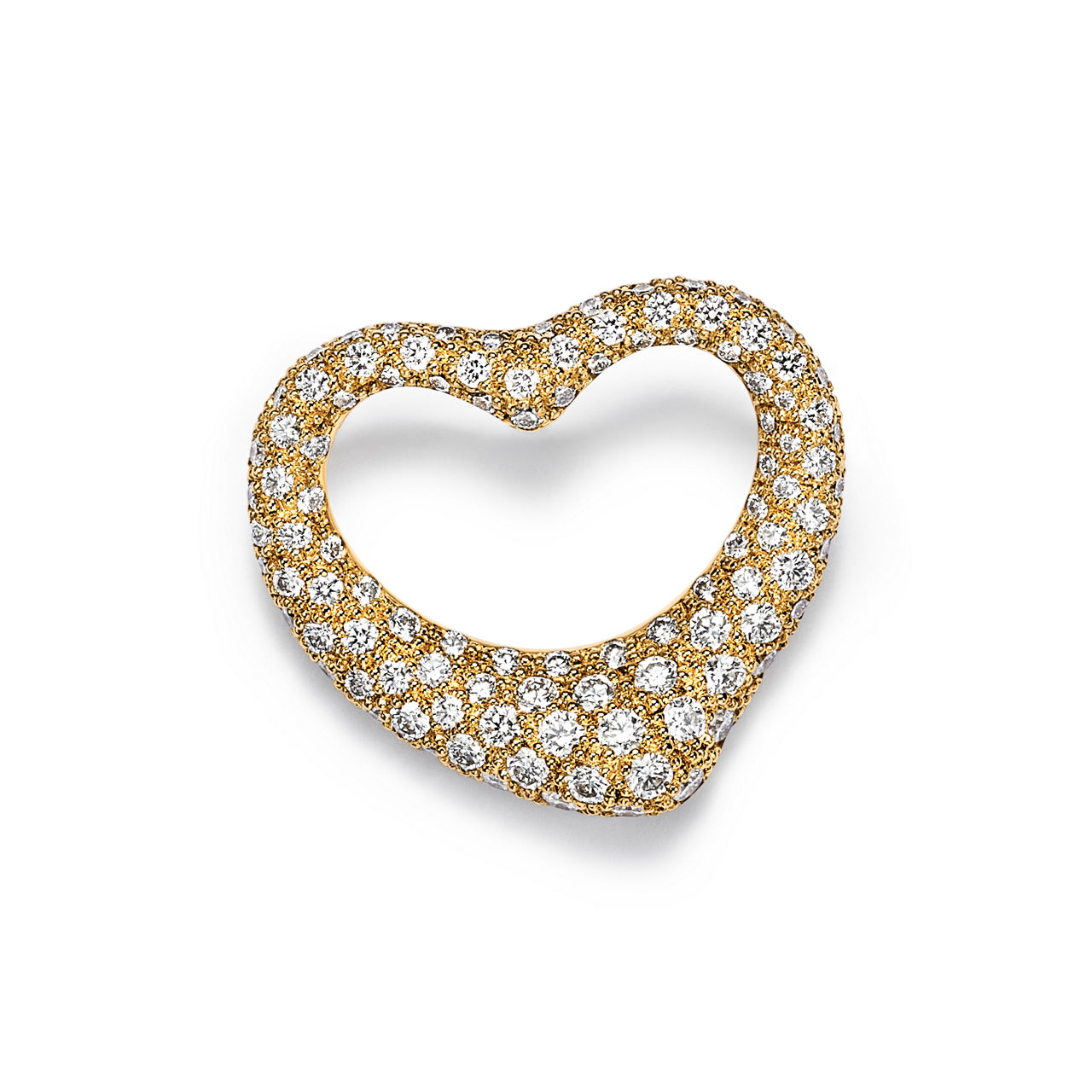 Elsa Peretti®:Open Heart Brooch in Yellow Gold with Pavé Diamonds image number 0