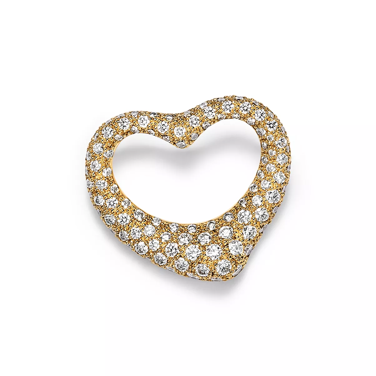 Open Heart Brosche in Gelbgold mit Pav&eacute;-Diamanten