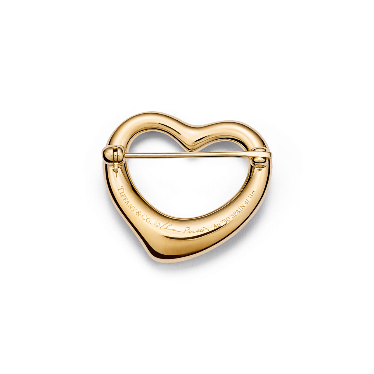 Elsa Peretti®:Open Heart Brooch in Yellow Gold with Pavé Diamonds image number 3