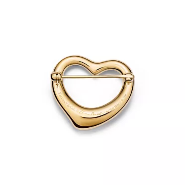 Elsa Peretti®:Open Heart Brooch in Yellow Gold with Pavé Diamonds, 3