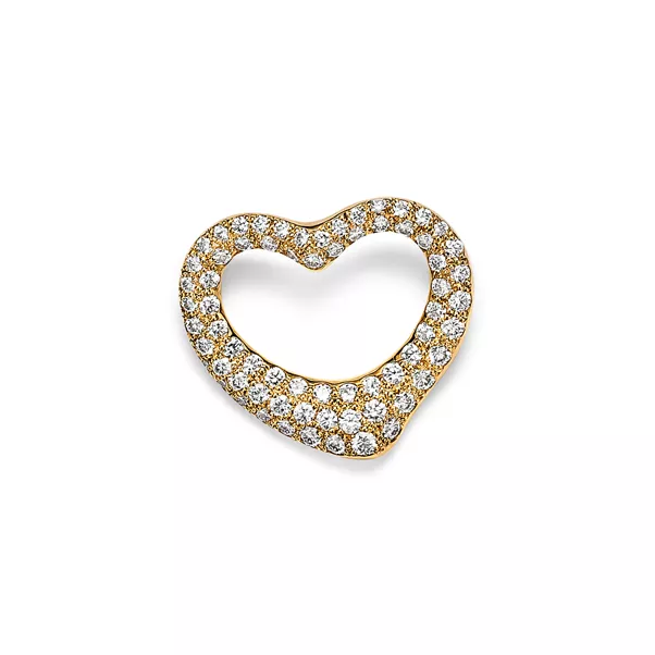 Broche Open Heart de oro amarillo con diamantes en pavé