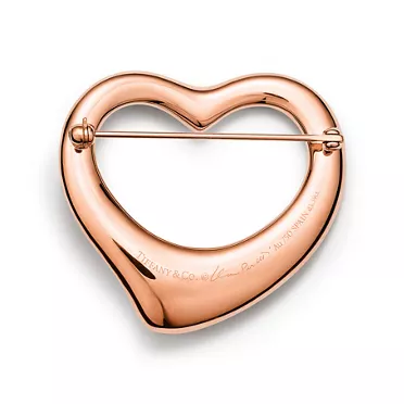 Elsa Peretti®:Open Heart Brooch in Rose Gold with Pavé Diamonds, 3