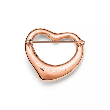Elsa Peretti®:Open Heart Brooch in Rose Gold with Pavé Diamonds, 3