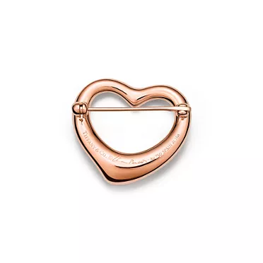 Elsa Peretti®:Open Heart Brooch in Rose Gold with Pavé Diamonds, 3