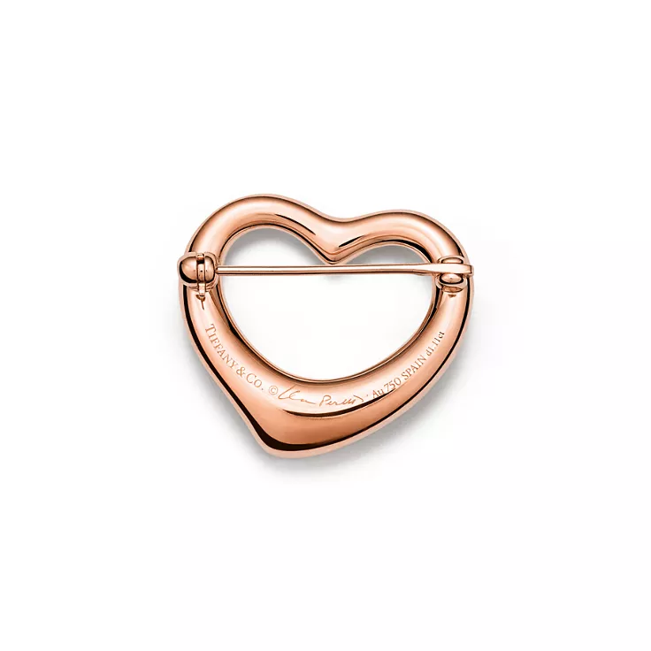Elsa Peretti&reg;:Open Heart Brooch in Rose Gold with Pav&eacute; Diamonds, 8