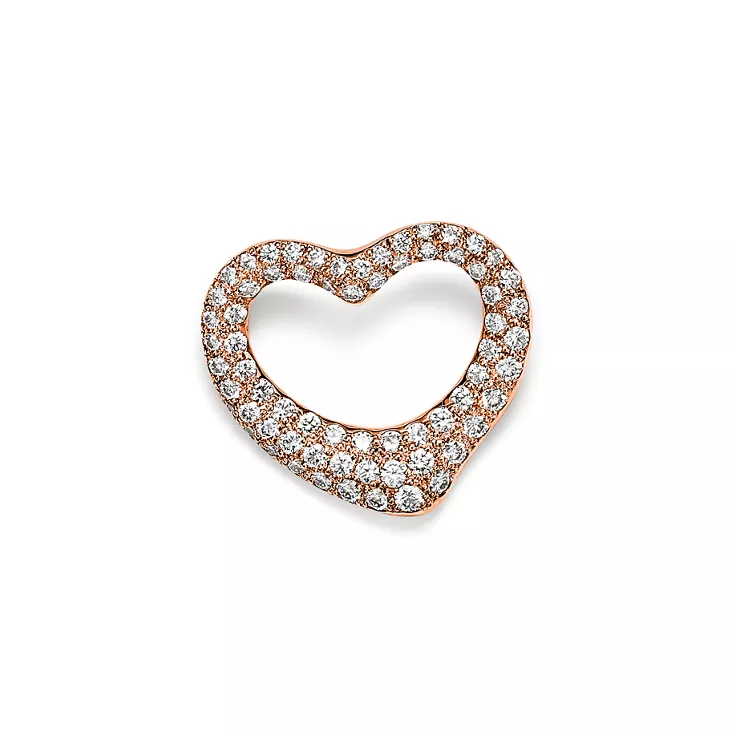 Elsa Peretti&reg;:Open Heart Brooch in Rose Gold with Pav&eacute; Diamonds, 5