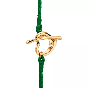 Elsa Peretti®:Open Heart Bracelet in Yellow Gold on a Green Silk Cord, 2