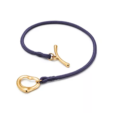 Elsa Peretti®:Open Heart Bracelet in Yellow Gold on a Purple Silk Cord, 2
