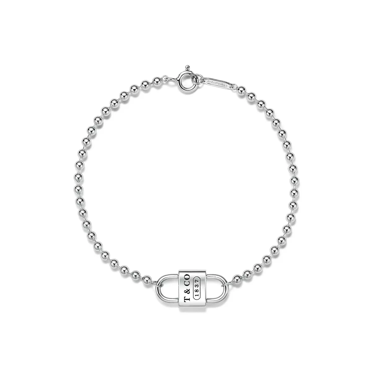 Small Double Lock Bead Bracelet in Sterling Silver