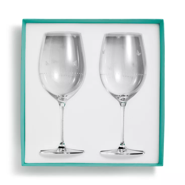 Tiffany Jardin:Red Wine Glasses in Etched Glass, Set of Two, 2
