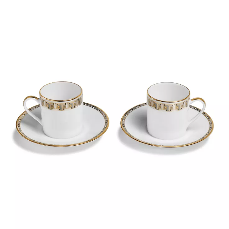 Tiffany T True:Espresso Cup and Saucer Set of Two, with Gold Rims, 1