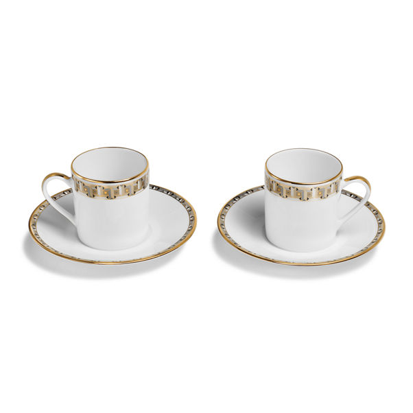 Tiffany T True:Espresso Cup and Saucer Set of Two, with Gold Rims