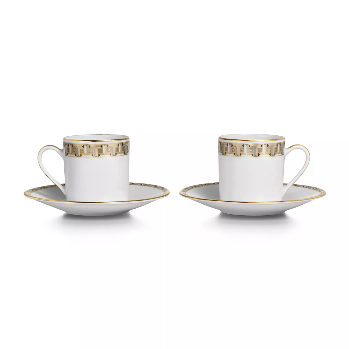 Espresso Cup and Saucer Set of Two, with Gold Rims