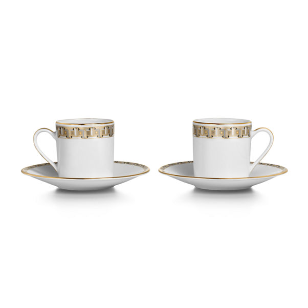 Tiffany T True:Espresso Cup and Saucer Set of Two, with Gold Rims